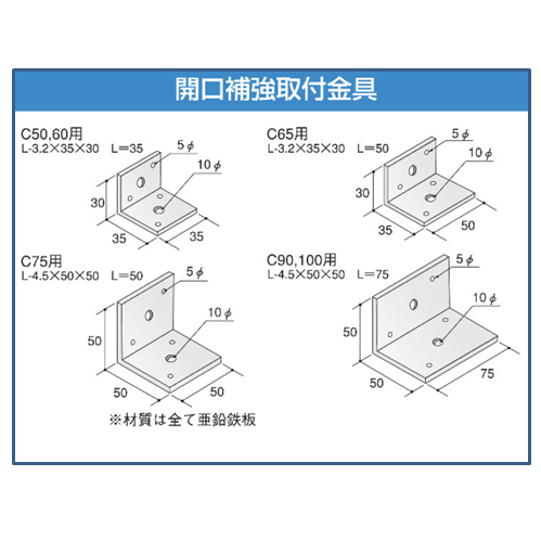 特殊金具　開口補強取付金具